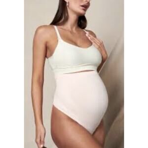 New Blanqi Body Maternity Over Belly Support Thong Underwear Pale Peach Size L